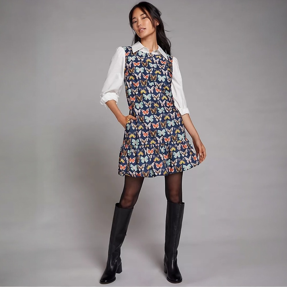 Anthropologie Maeve Butterfly Mod Mini Dress
